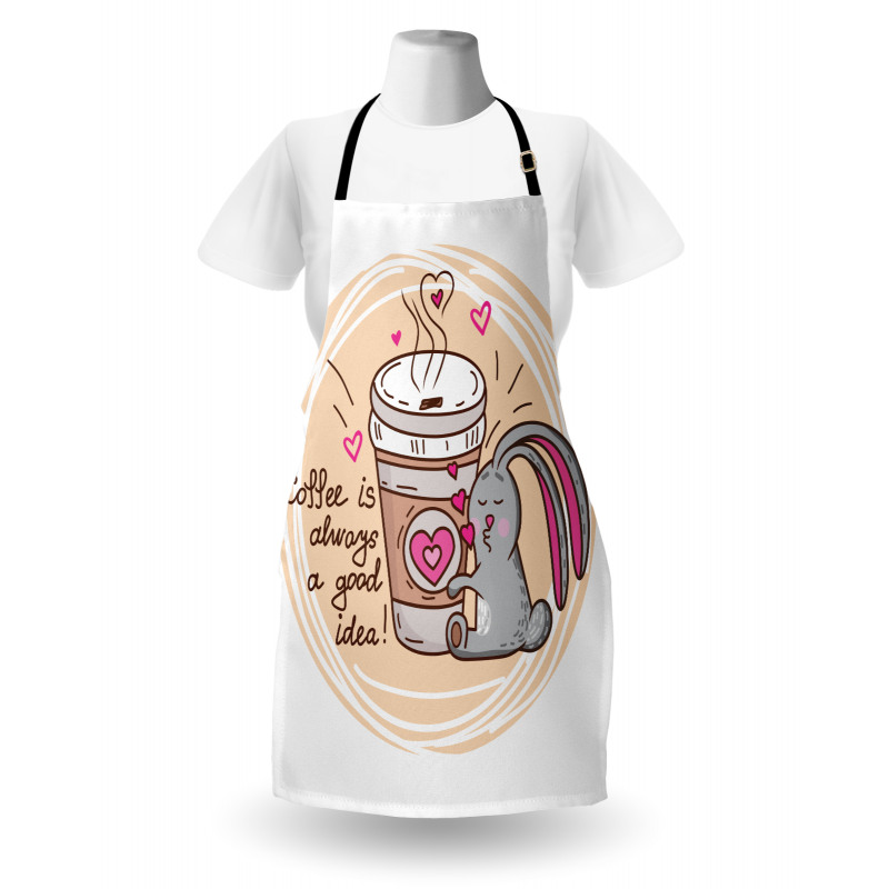 Coffee Lover Rabbit Words Apron