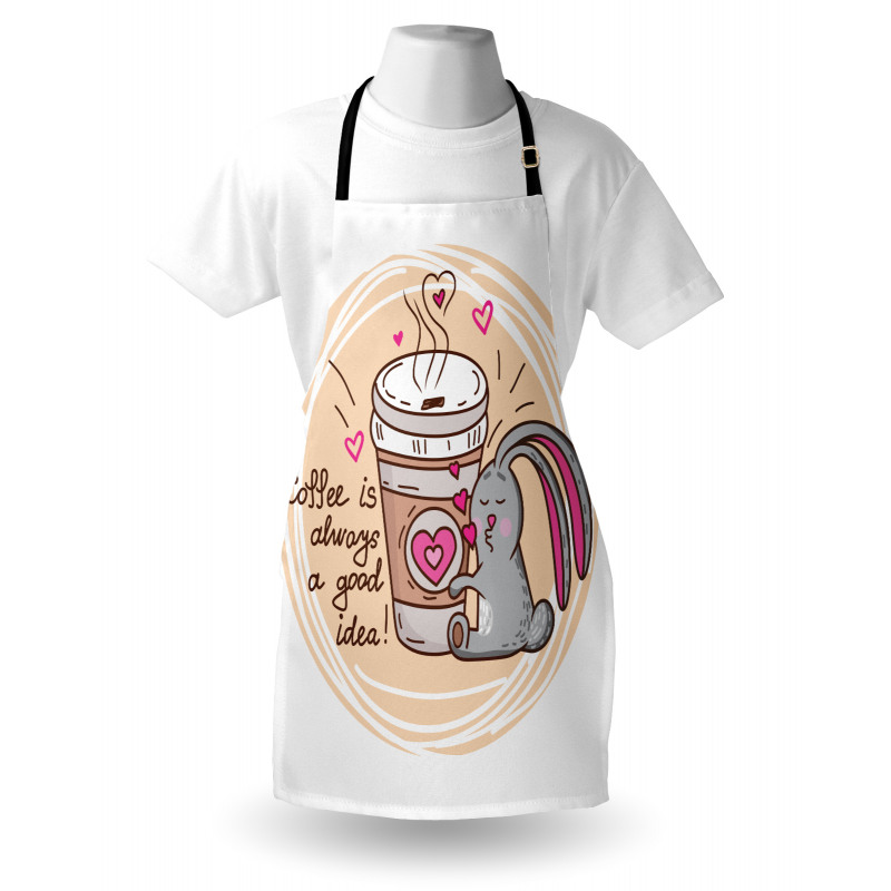 Coffee Lover Rabbit Words Apron