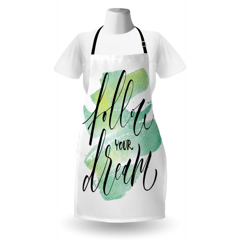 Green Brush Stoke Watercolor Apron