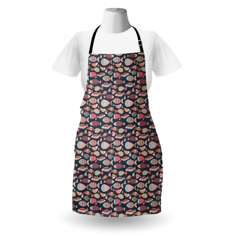 Marine Ornate Fish Doodle Apron