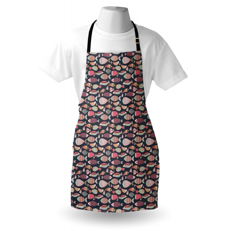 Marine Ornate Fish Doodle Apron