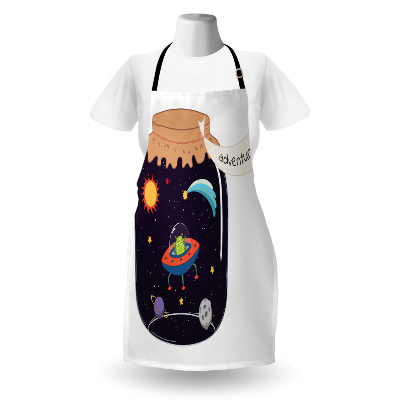 Hand Drawn Alien in a Jar Apron