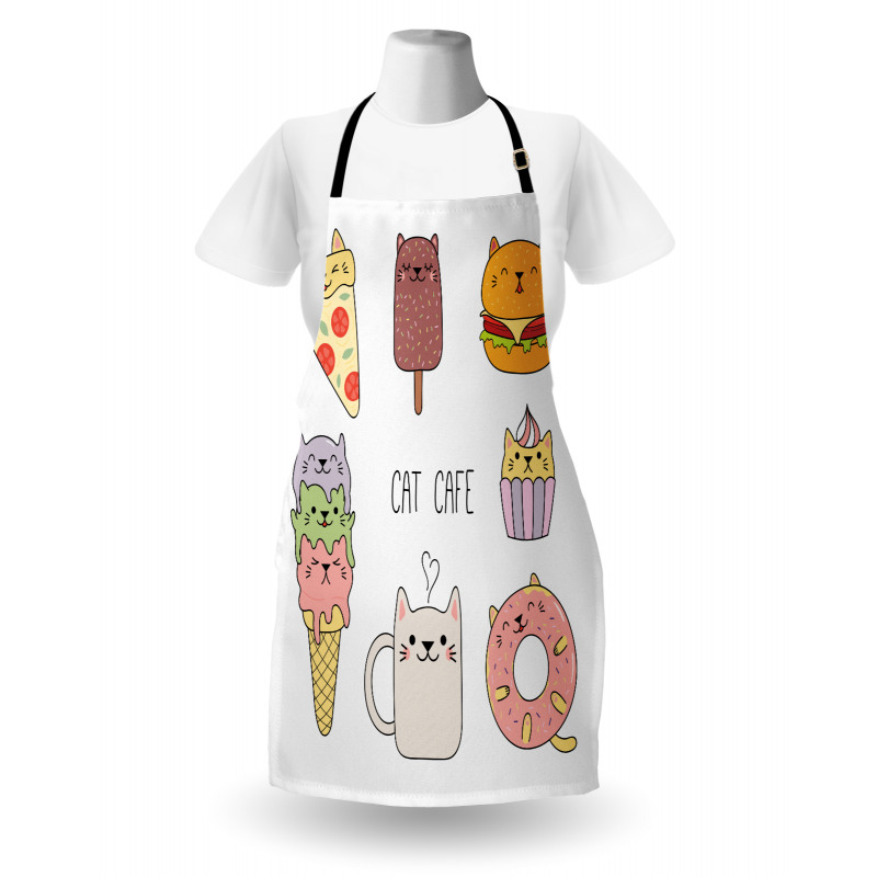 Cats Cafe Food Shapes Apron