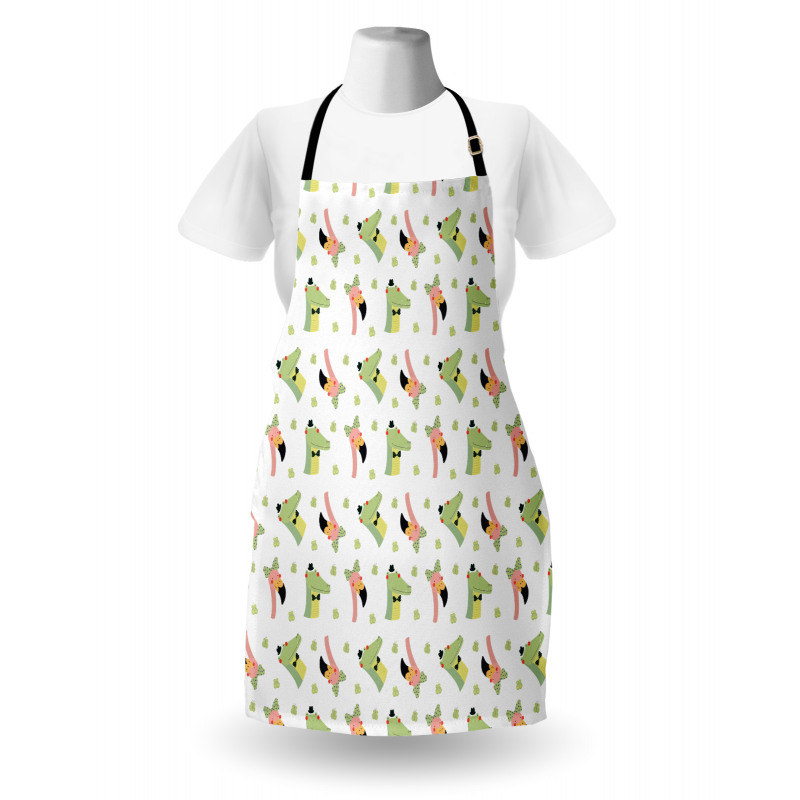 Crocodile Flamingo Doodle Apron