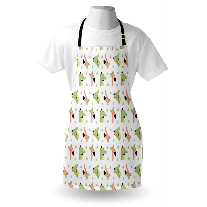 Crocodile Flamingo Doodle Apron