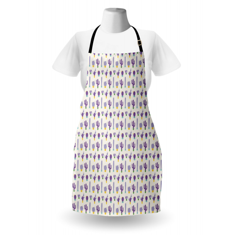 Purple Smiling Cactus Faces Apron