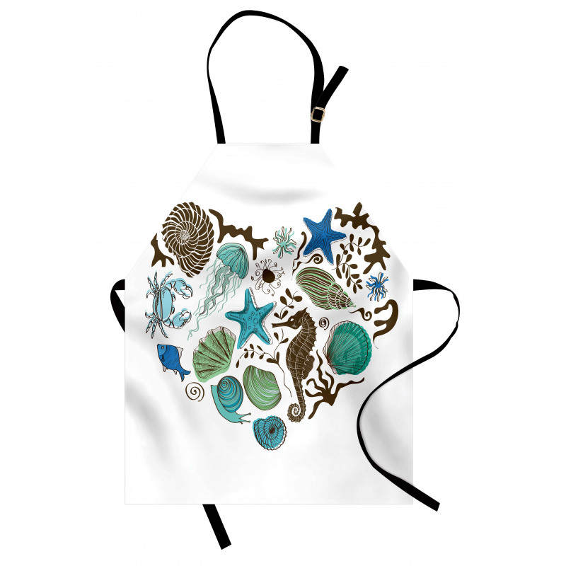 Heart with Aquatic Animals Apron