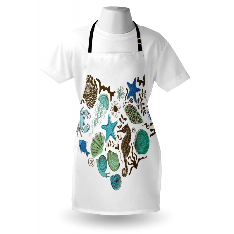 Heart with Aquatic Animals Apron