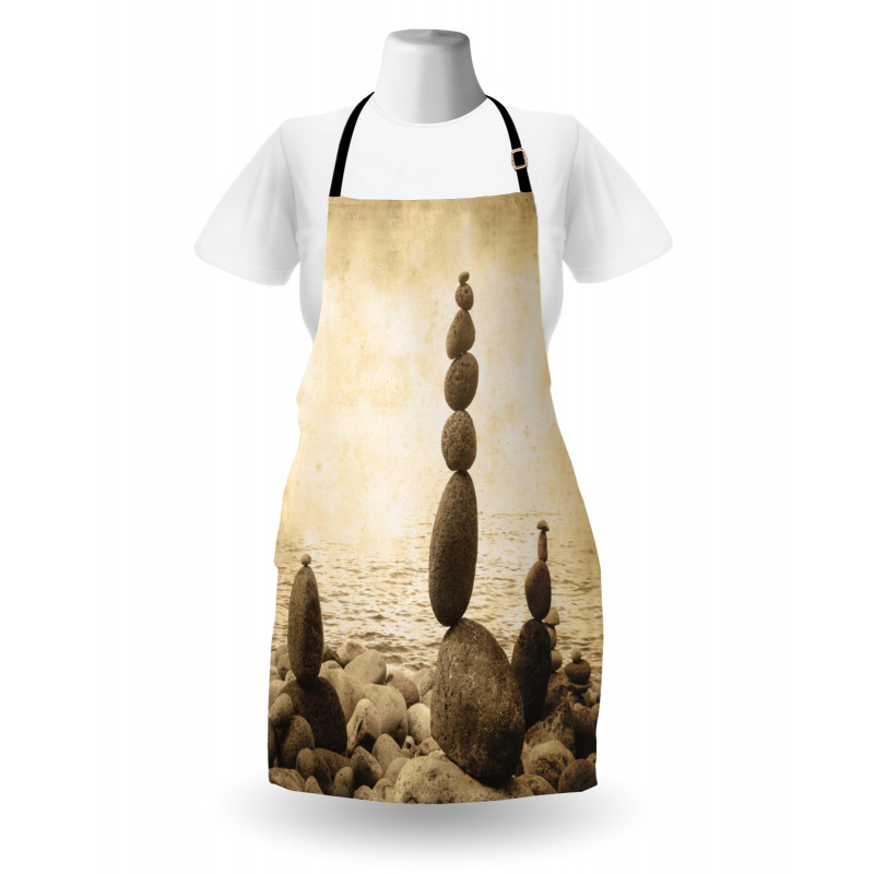 Rocks Calm Sepia Art Apron