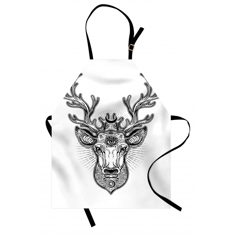 Ornate Deer Head Moon Antlers Apron