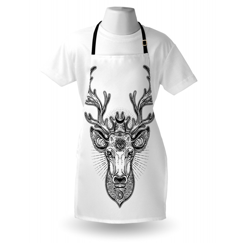 Ornate Deer Head Moon Antlers Apron