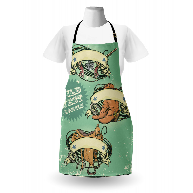 Grunge Retro Cowboy Boots Apron