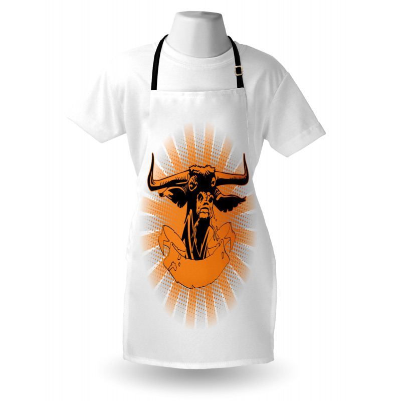 Furious Bull Head Portrait Apron