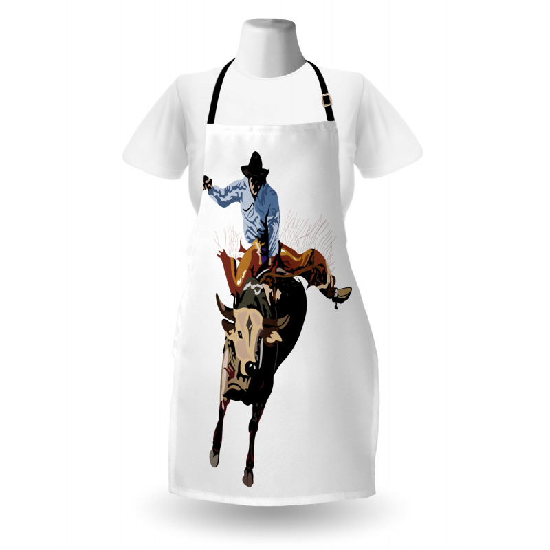 Cowboy Bucking Bull Western Apron