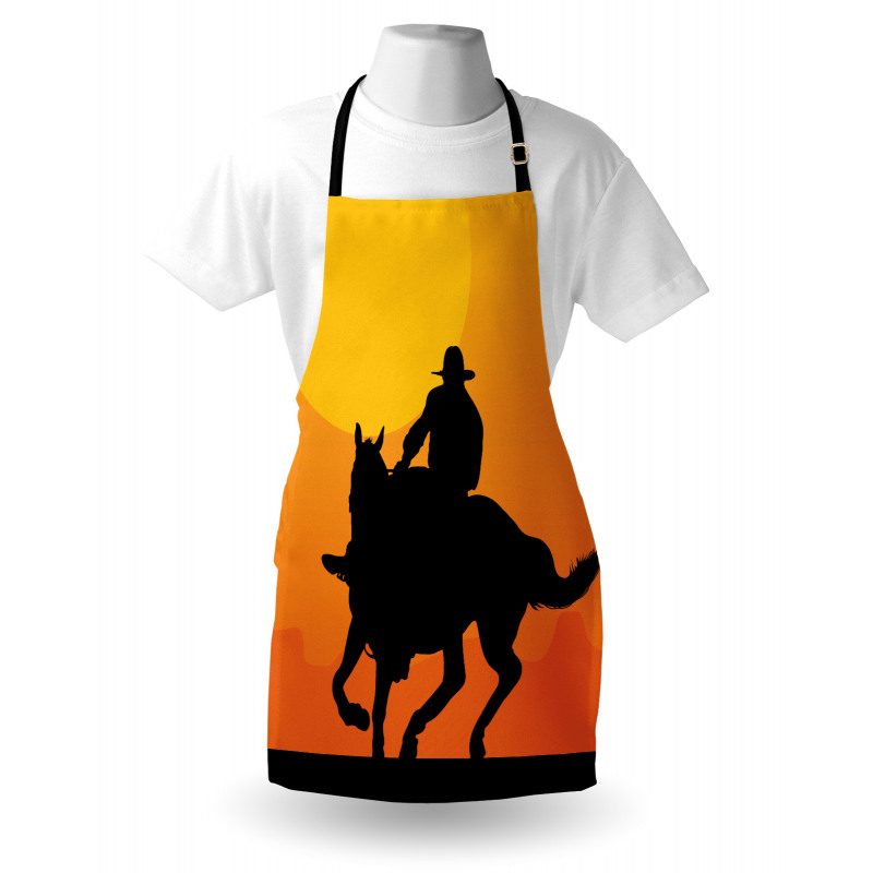 Silhouette of a Lone Rider Apron