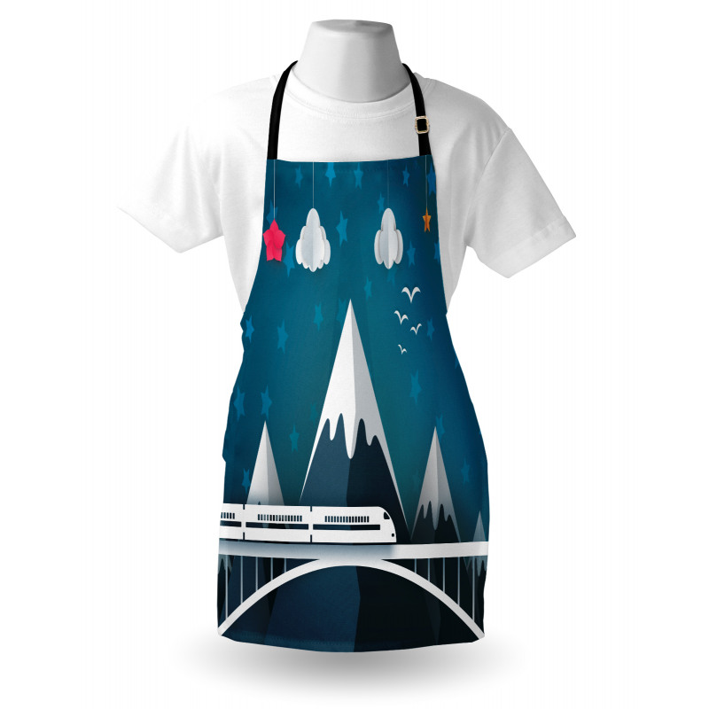 Cartoon Style Mountains Apron