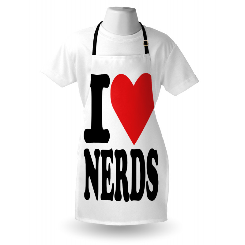 I Love Nerds Words with Heart Apron