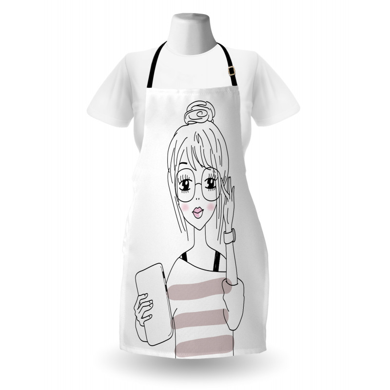 Sketchy Hipster Girl Tablet Apron