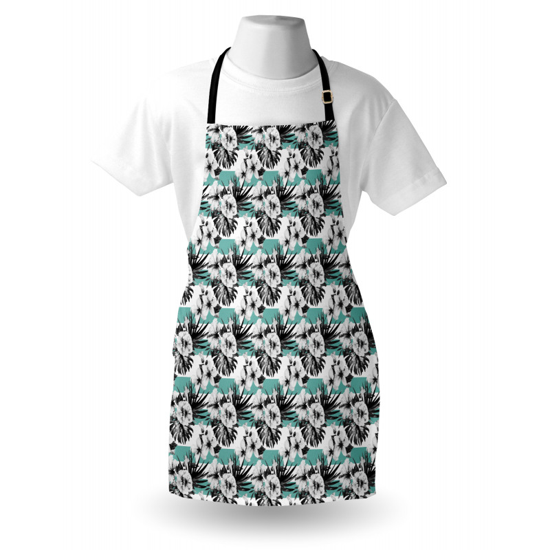 Watercolor Hibiscus Stripes Apron