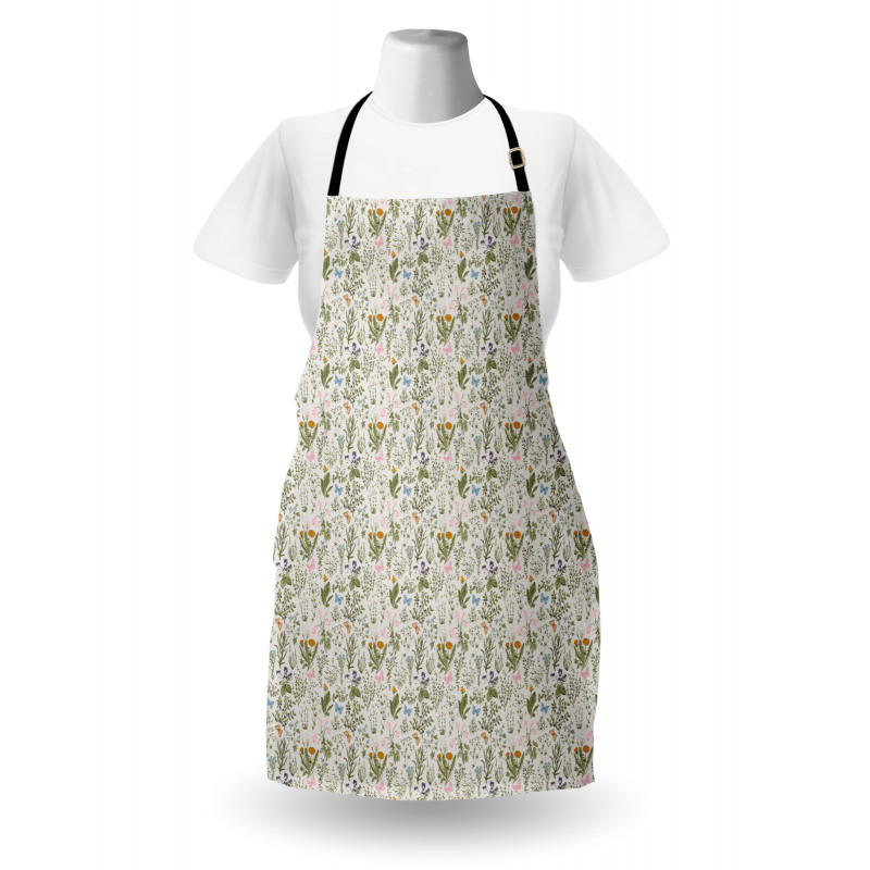 Retro Garden Art with Herbs Apron