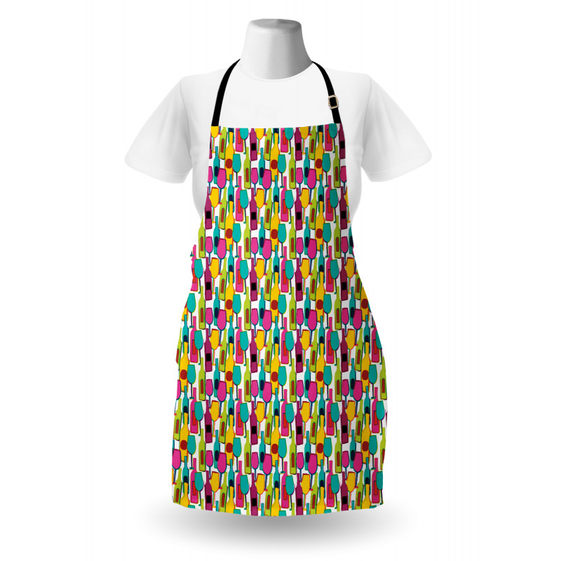 Colorful Bottles and Glasses Apron