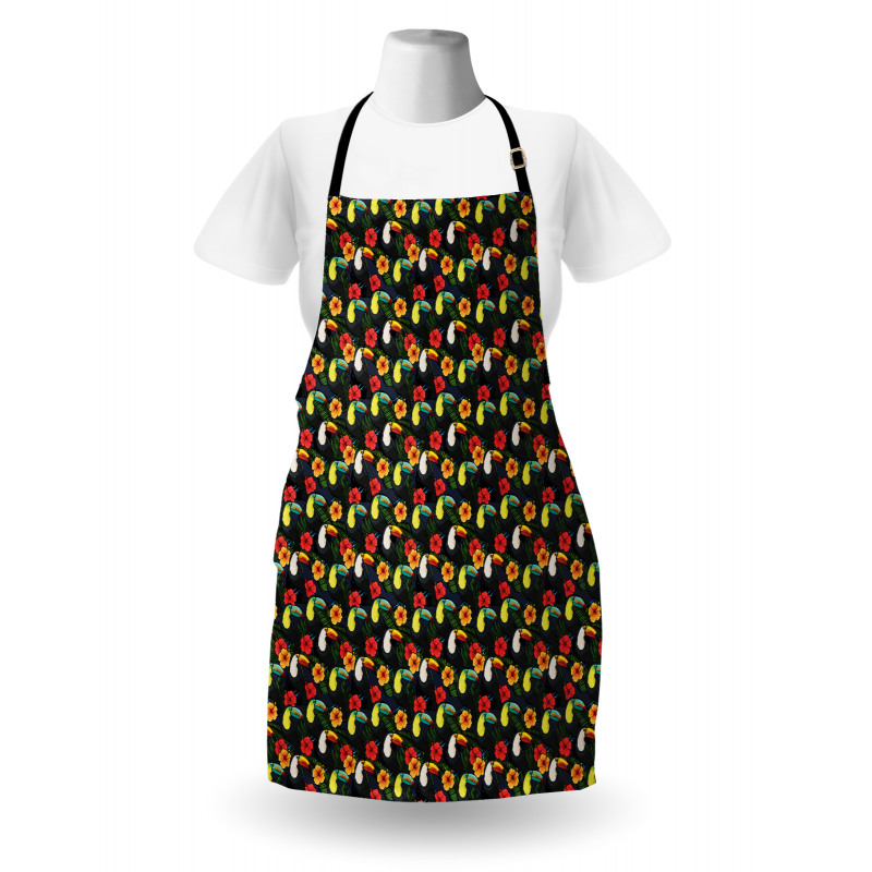 Toucan Birds Hibiscus Leaves Apron