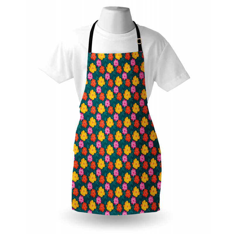 Hand Drawn Flowers Petals Apron