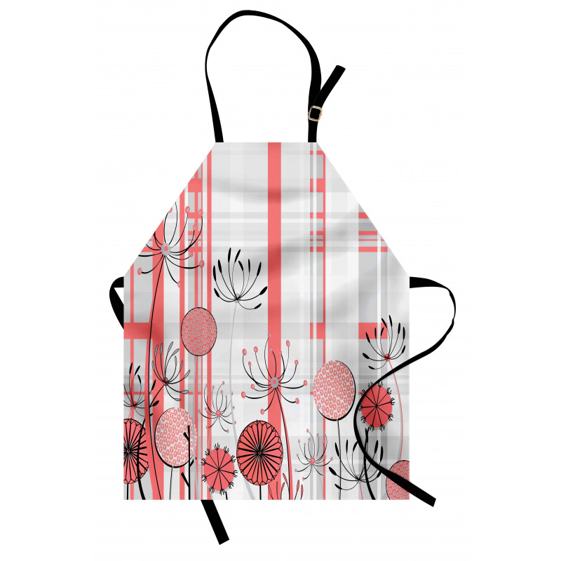 Çiçekli Mutfak Önlüğü Soyut Artistik Dijital Pembe Çiçek Desenli