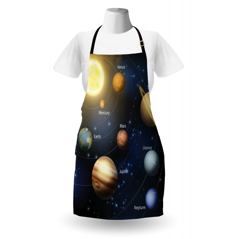 Gökyüzü Mutfak Önlüğü Güneş Sistemi Desenli