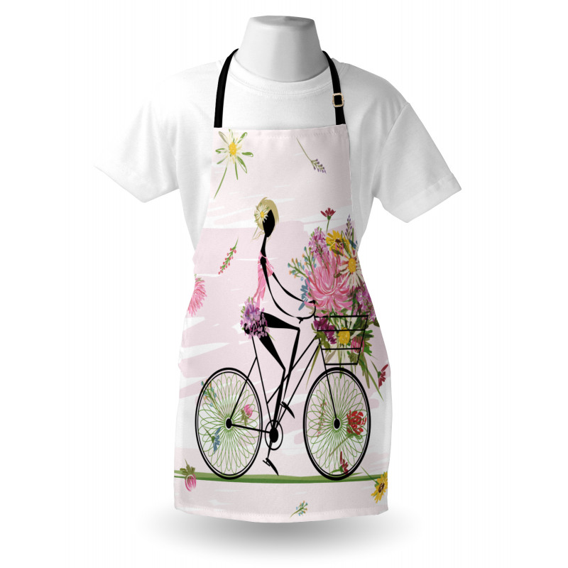 Girl Riding Bike Flowers Apron