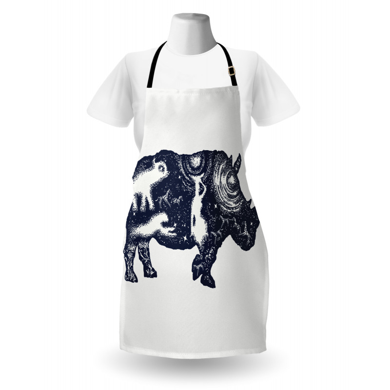 Woman and Animal Motifs Spots Apron