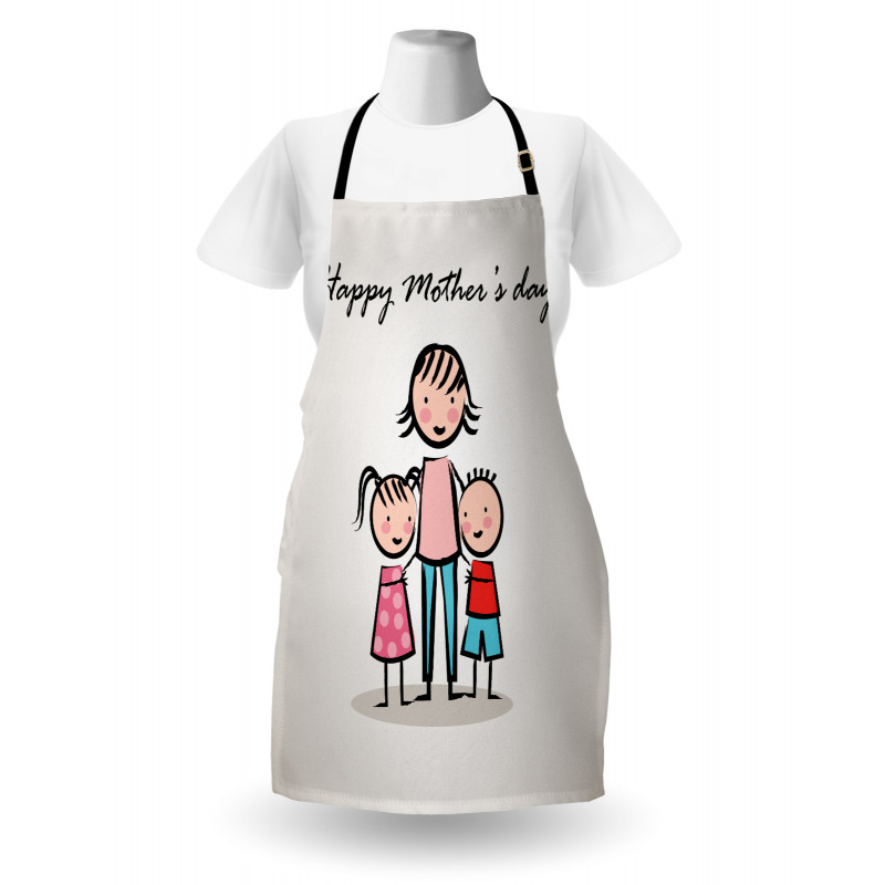 Cartoon Son and Daughter Apron