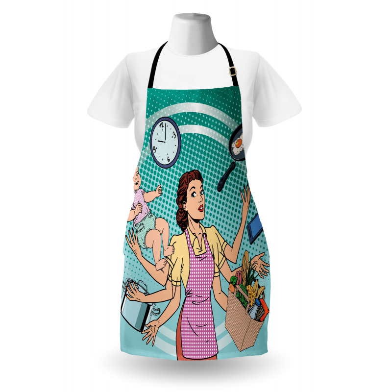 Pop Art Busy Woman Housework Apron