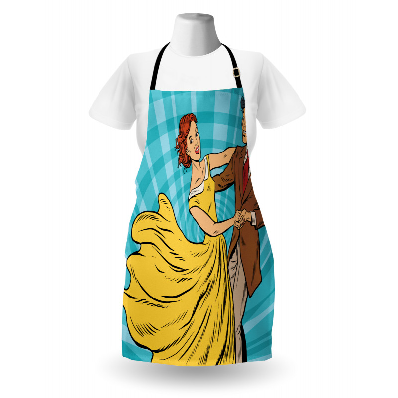 Dancing Romantic Retro Couple Apron