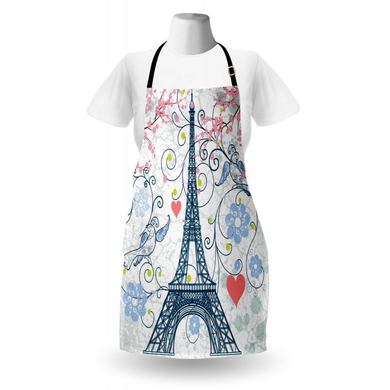 Eiffel Swirling Flowers Heart Apron