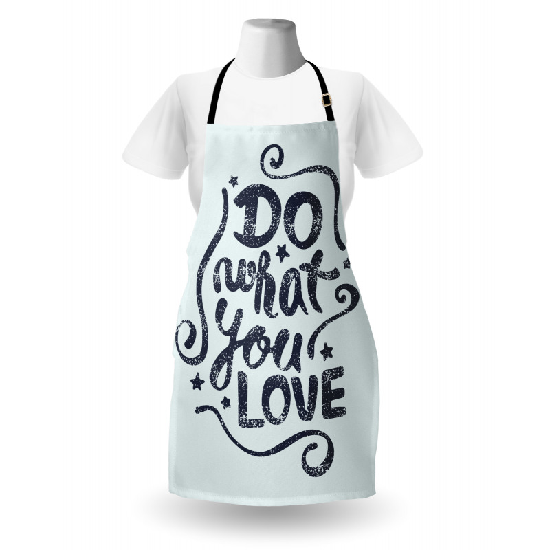 Lettering Blue Grunge Star Apron