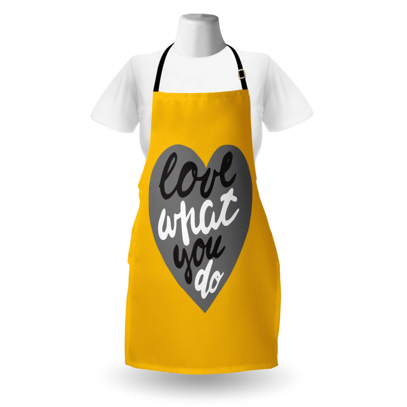 Greyscale Heart on Yellow Apron