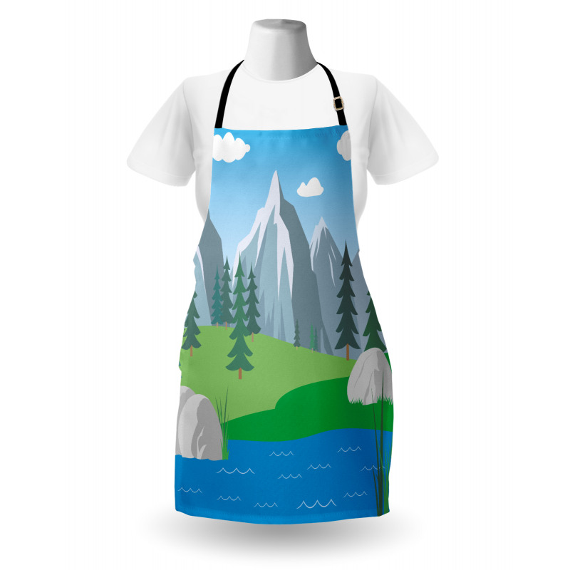 Cartoon Spring Scene Apron