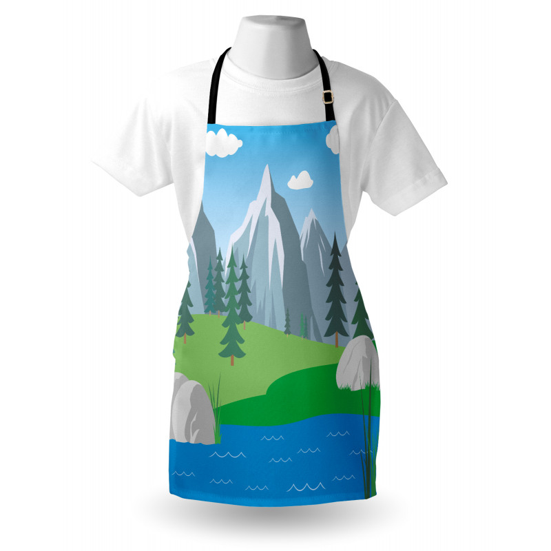 Cartoon Spring Scene Apron