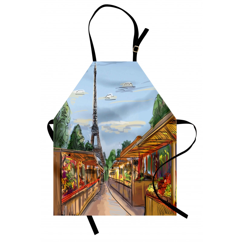 Colorful Sketch Street Eiffel Apron