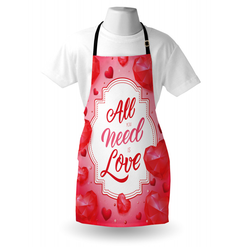 Romantik Mutfak Önlüğü Kalp Şeklinde Elmaslar ile İngilizce Yazı
