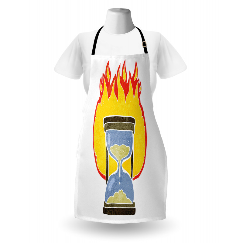 Retro Hourglass on Fire Apron