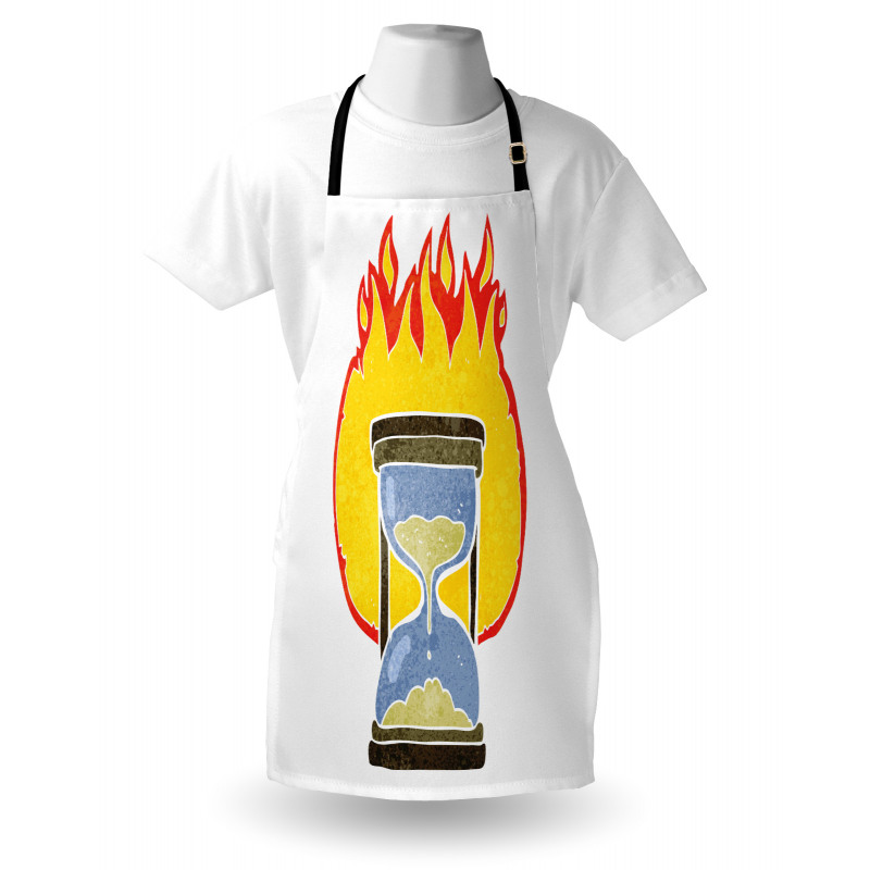 Retro Hourglass on Fire Apron