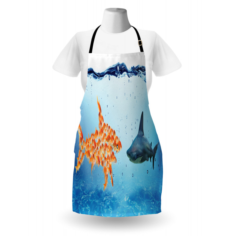 Fish Team up Against Shark Apron