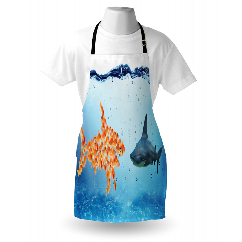 Fish Team up Against Shark Apron