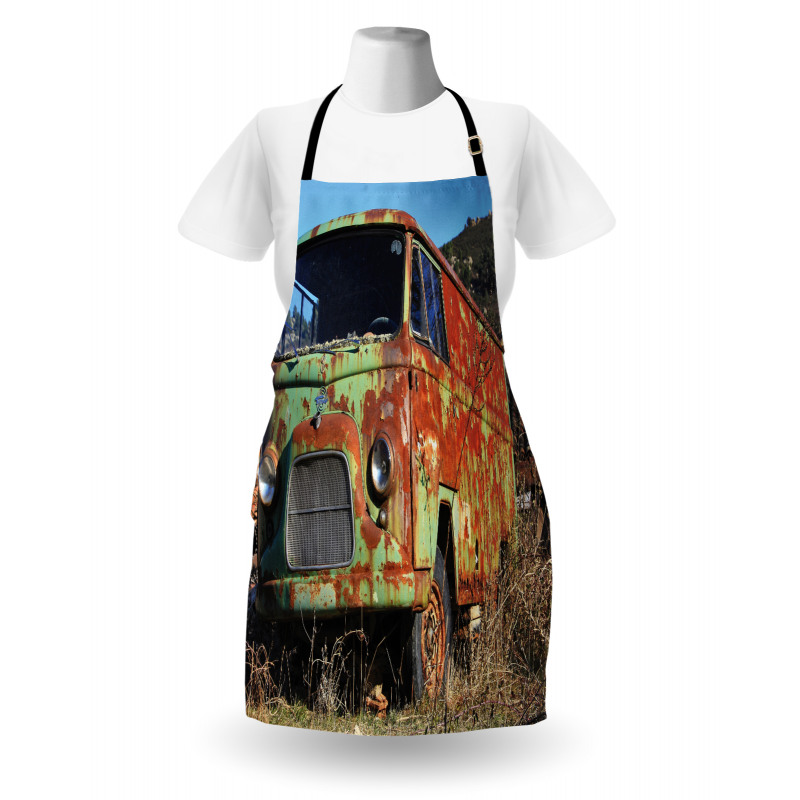 Damaged Old Green Van Apron