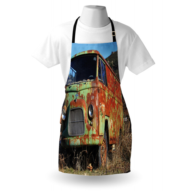 Damaged Old Green Van Apron