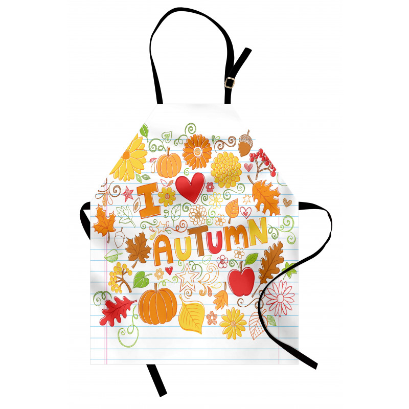 I Love Autumn Sketchy Doodle Apron