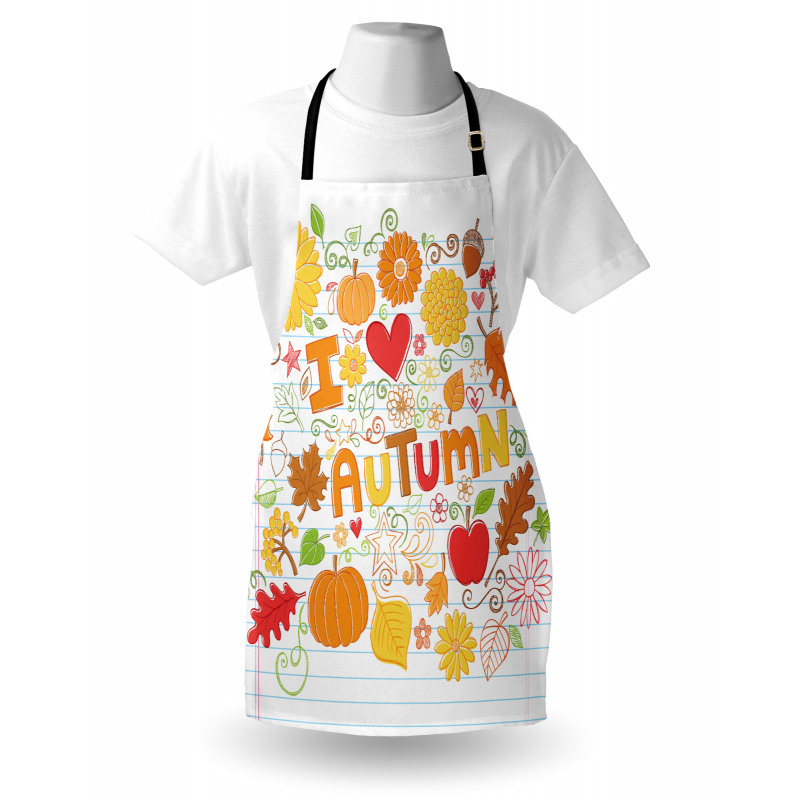 I Love Autumn Sketchy Doodle Apron