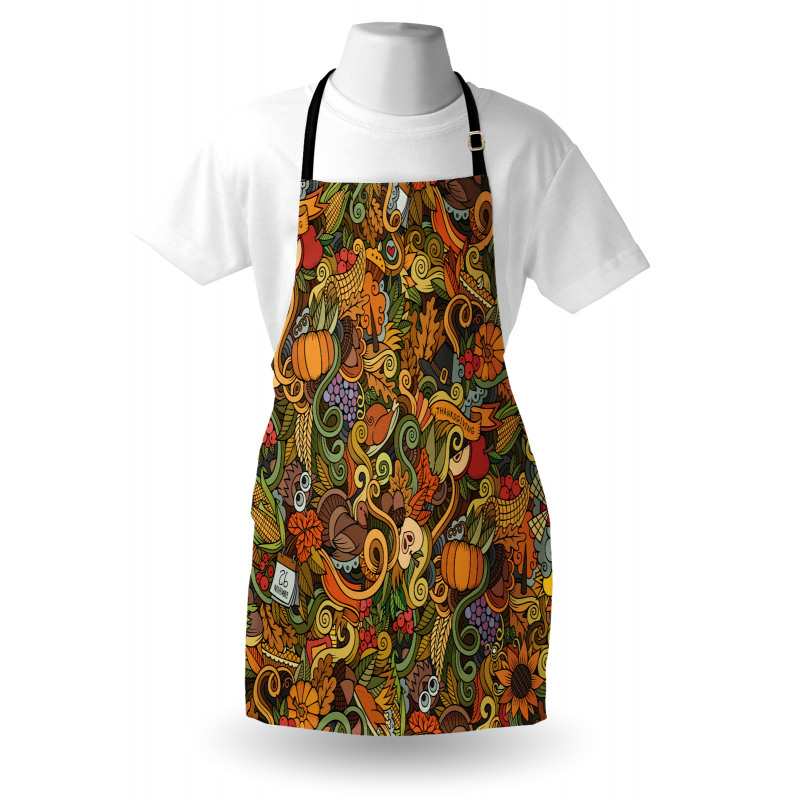 Hand-drawn Art Thanksgiving Apron